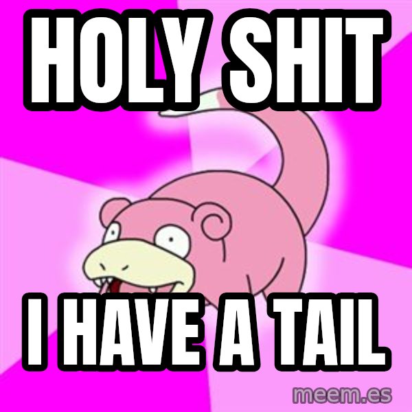 Slowpoke meme: Holy Shit / I have a Tail