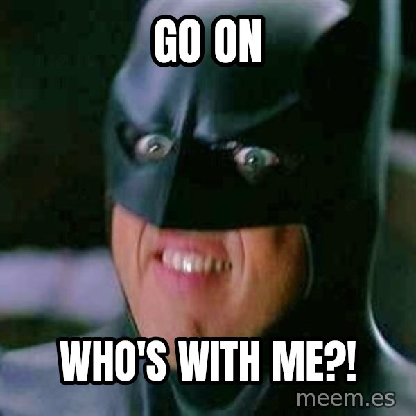 Goddamn Batman meme: GO ON / who's with me?!