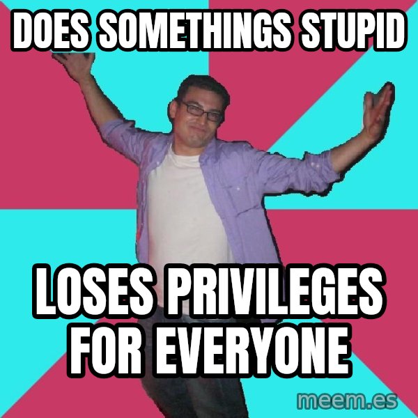 Douchebag Roommate meme: does somethings stupid / loses privileges for everyone