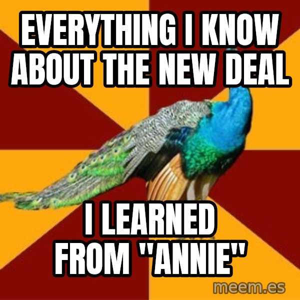 Thespian Peacock meme: Everything I Know about the new deal / I learned from "Annie"