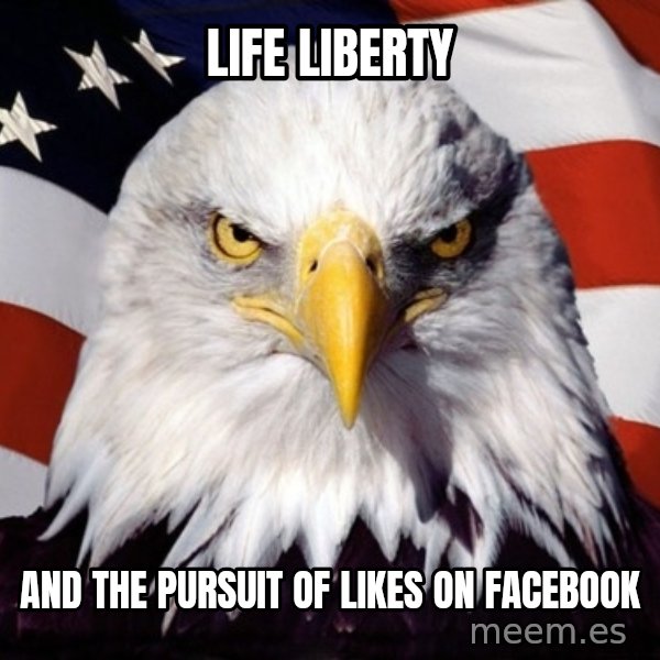American Pride Eagle meme: life liberty / and the pursuit of likes on facebook