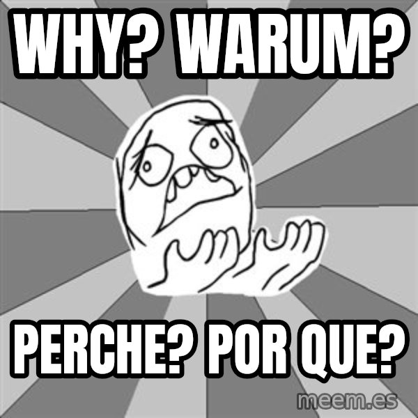 Whyyy??? meme: Why? Warum? / Perche? Por Que?