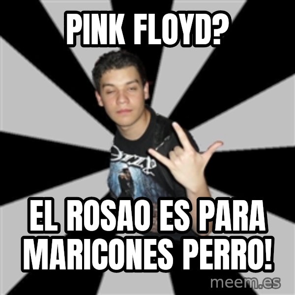 Metal Boy From Hell meme: pink floyd? / el rosao es para maricones perro!
