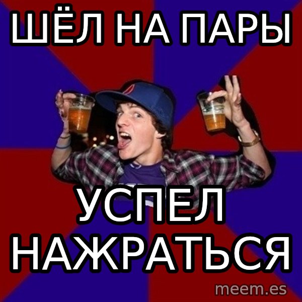 Sunny Student meme: шёл на пары / успел   нажраться