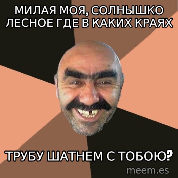 Provincial Man meme: Милая моя, солнышко лесное где в каких краях / Трубу шатнем с тобою?