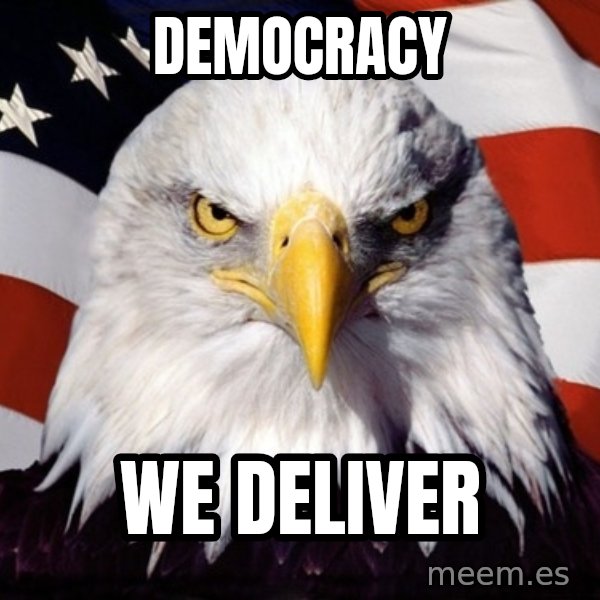 American Pride Eagle meme: Democracy / we deliver