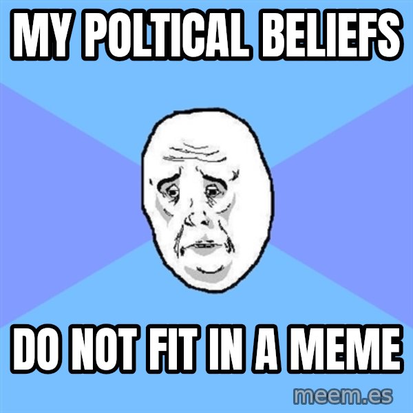 Okay Guy meme: My poltical beliefs / do not fit in a meme