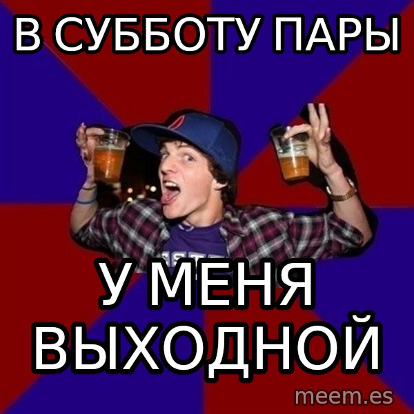 Sunny Student meme: в субботу пары / у меня  выходной