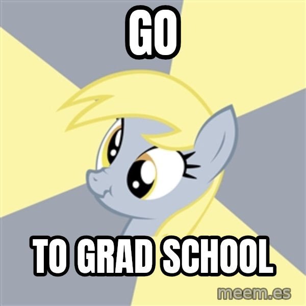 Badvice Derpy meme: go / to grad school