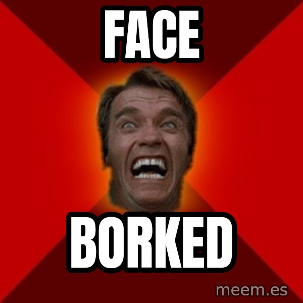 Angry Arnold meme: face / borked