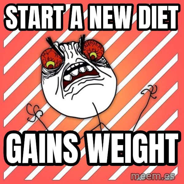 iHate meme: start a new diet / gains weight