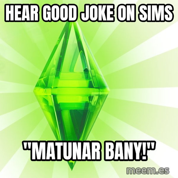 Sims meme: hear good joke on sims / ''matunar bany!''