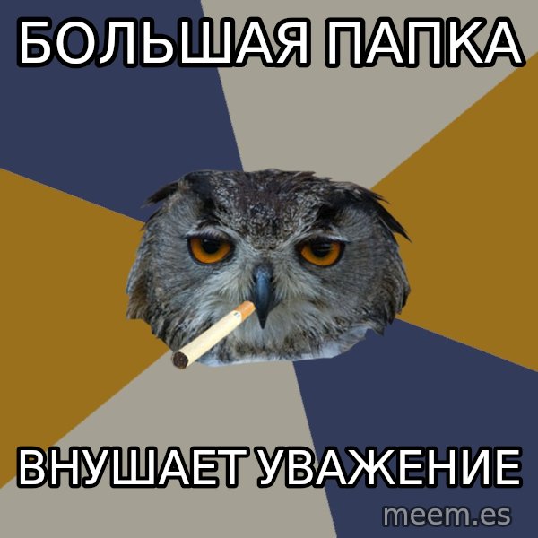 Art Student Owl meme: Большая папка / внушает уважение