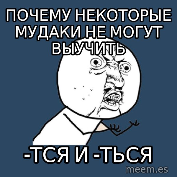 Y U No meme: почему некоторые мудаки не могут выучить / -тся и -ться