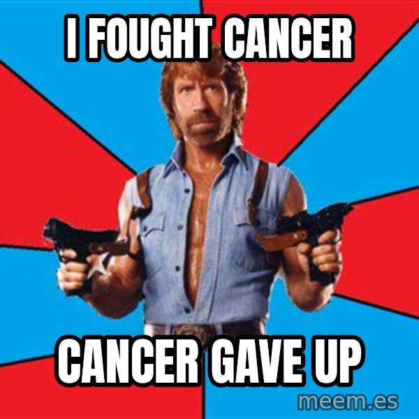 Chuck Norris  meme: i fought cancer / cancer gave up