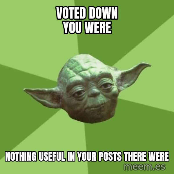 Advice Yoda Gives meme: Voted down you were / nothing useful in your posts there were