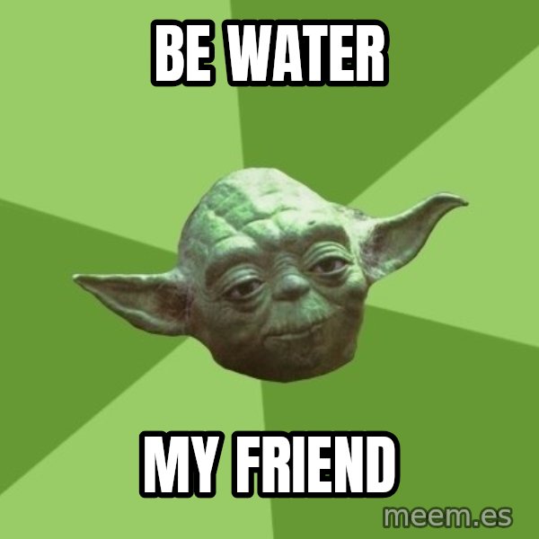 Advice Yoda Gives meme: BE WATER / MY FRIEND