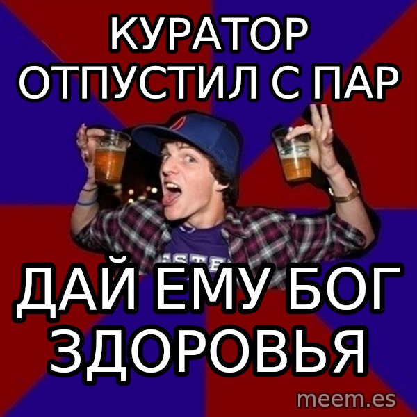 Sunny Student meme: куратор отпустил с пар / дай ему бог здоровья