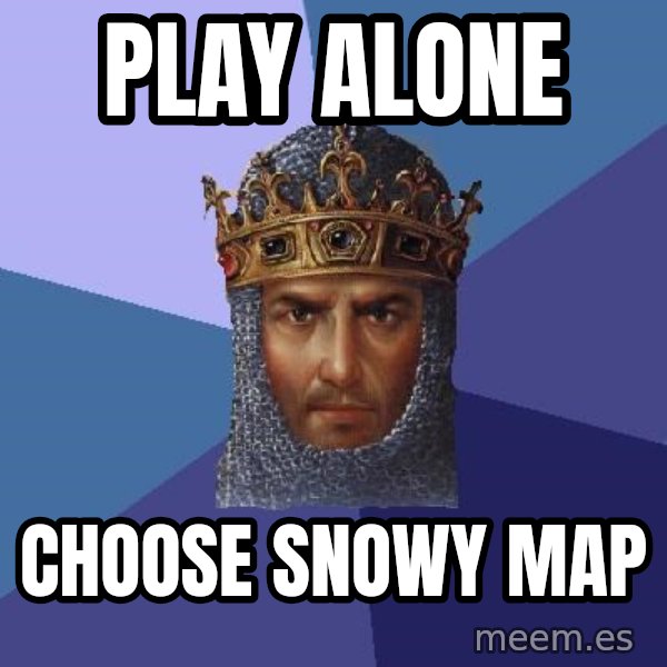 Age Of Empires meme: PLAY ALONE / CHOOSE SNOWY MAP