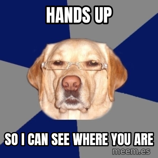 Racist Dog meme: HANDS UP / so i can see where you are