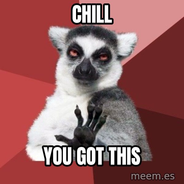 Chill Out Lemur meme: Chill / You got this