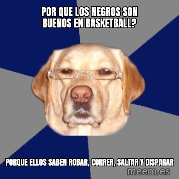 Racist Dawg meme: Por que los negros son buenos en basketball? / porque ellos saben robar, correr, saltar y disparar