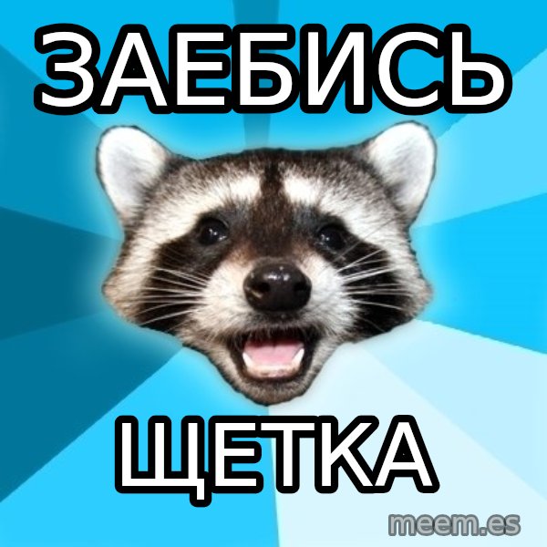 Lame Pun Coon meme: заебись / щетка