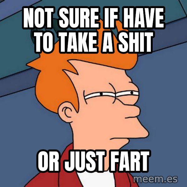 Futurama Fry meme: Not sure if have to take a shit / or just fart