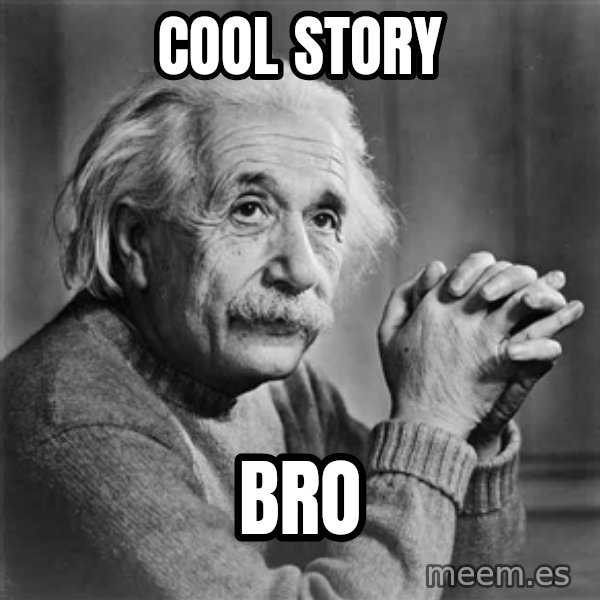Albert Einstein meme: cool story / bro