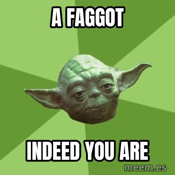 Advice Yoda Gives meme: A FAGGOT / INdeed YOU are