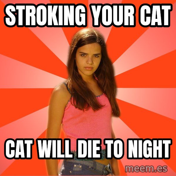 Jealous Girl meme: stroking your cat / cat will die to night