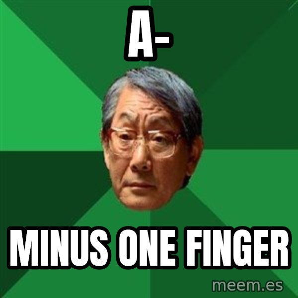 High Expectations Asian Father meme: A- / Minus one finger