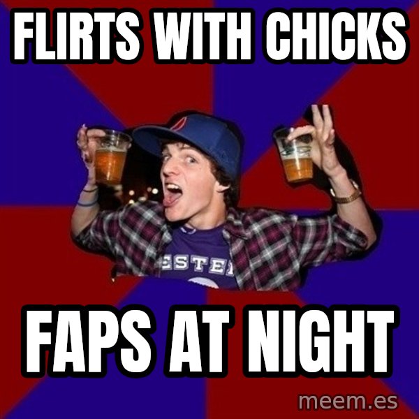 Sunny Student meme: flirts with chicks / faps at night
