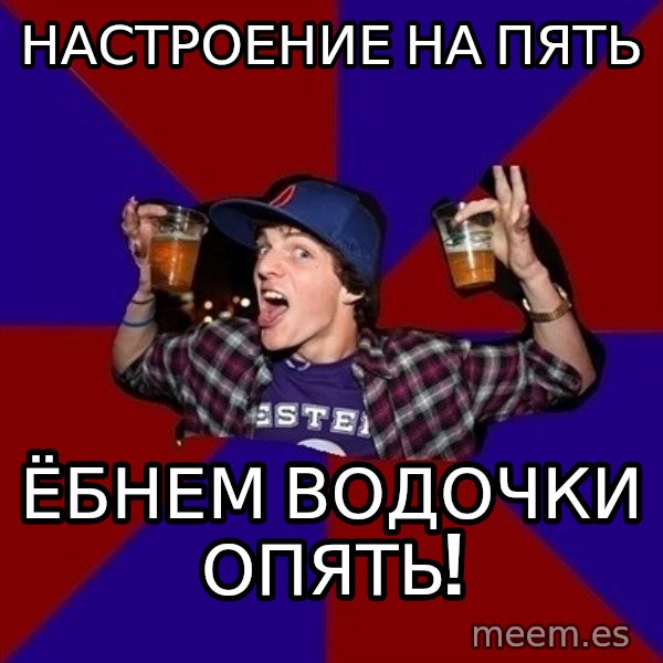 Sunny Student meme: настроение  на пять / ёбнем водочки  опять!