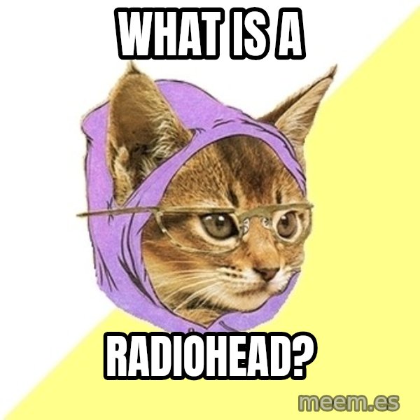 Hipster Kitty meme: What is A / Radiohead?