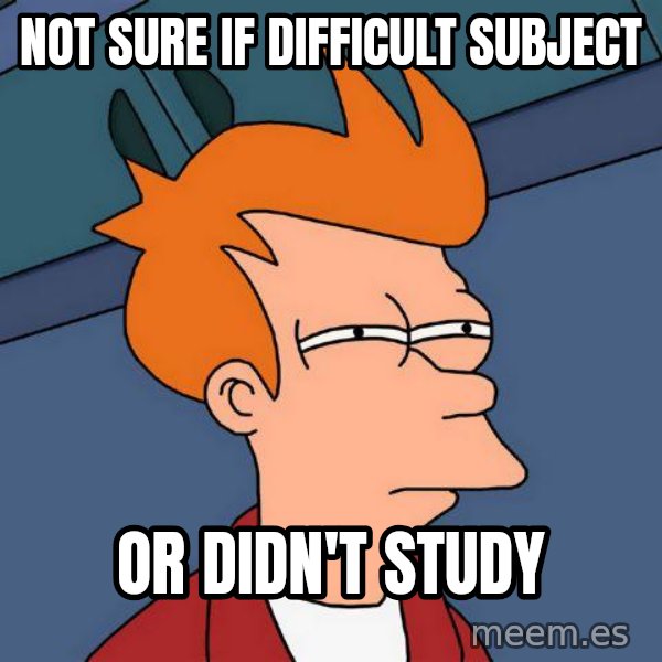 Futurama Fry meme: Not sure if difficult subject / or didn't study