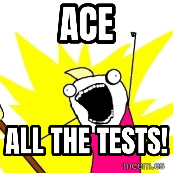 X ALL THE THINGS meme: Ace / all the tests!