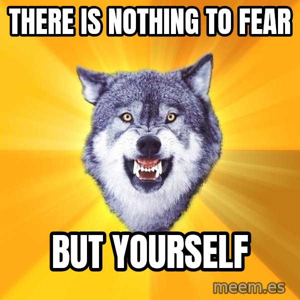 Courage Wolf meme: there is nothing to fear / but yourself