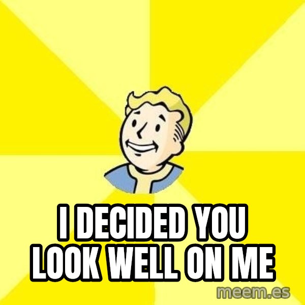 Fallout 3 meme: i decided you look well on me