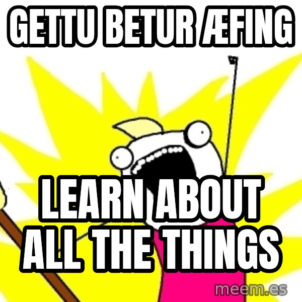 X ALL THE THINGS meme: gettu betur æfing / learn about all the things