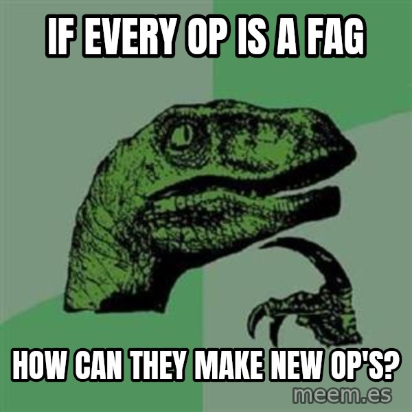 Philosoraptor meme: If every OP is a fag / how can they make new OP's?