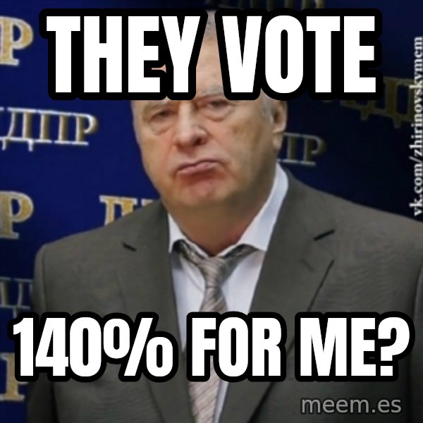 Vladimir Zhirinovsky meme: They vote / 140% for me?