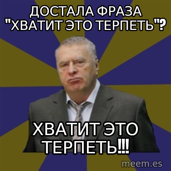 Vladimir Zhirinovsky meme: достала фраза     "хватит это терпеть"? / хватит это терпеть!!!