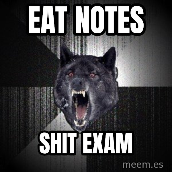 Insanity Wolf meme: Eat notes / shiT eXam