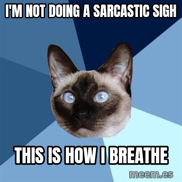 Chronic Illness Cat meme: I'm not doing a SARCASTIC sigh / this is how i breathe