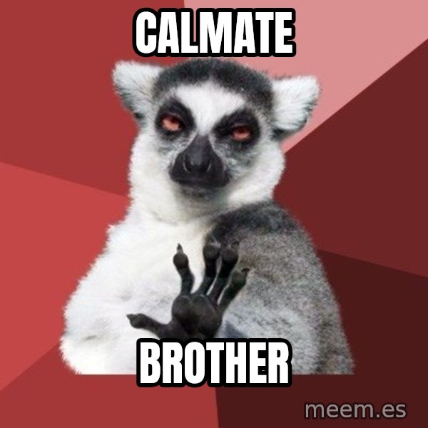 Chill Out Lemur meme: calmate / brother