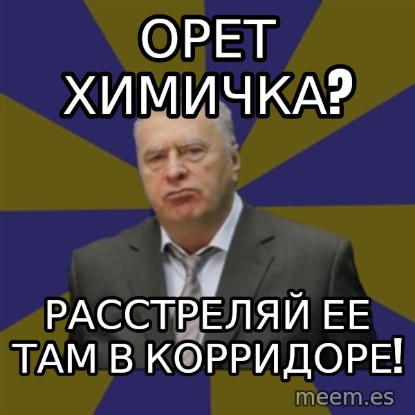 Vladimir Zhirinovsky meme: орет химичка? / расстреляй ее там в корридоре!