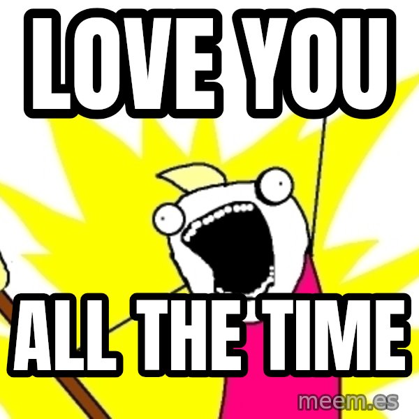 X ALL THE THINGS meme: love you / all the time
