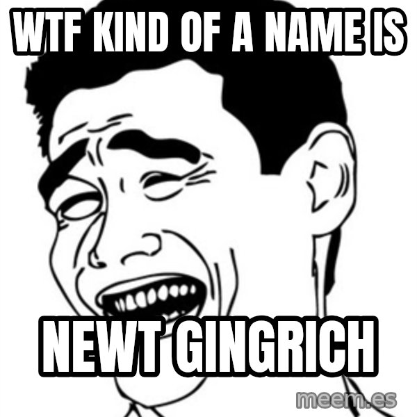 Yao Ming meme: WTF KIND OF A NAME IS / NEWT GINGRICH