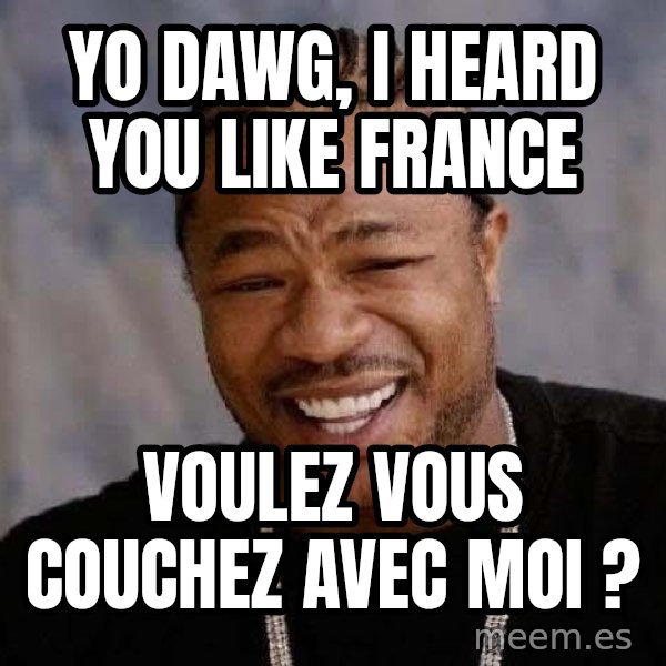Yo Dawg meme: Yo Dawg, I HEARD YOU LIKE FRANCE / Voulez vous couchez avec moi ?
